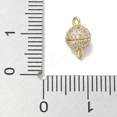 Rack Plating Round Brass Micro Pave Cubic Zirconia Magnetic Clasps KK-L224-070G-1