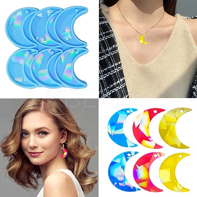 Moon Shape Holographic Pendant DIY Silicone Mold DIY-K063-11-1