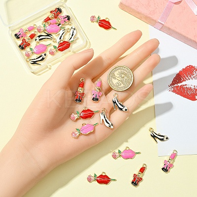 24Pcs 6 Styles Rack Plating Alloy Enamel Pendants ENAM-YW0005-71-1