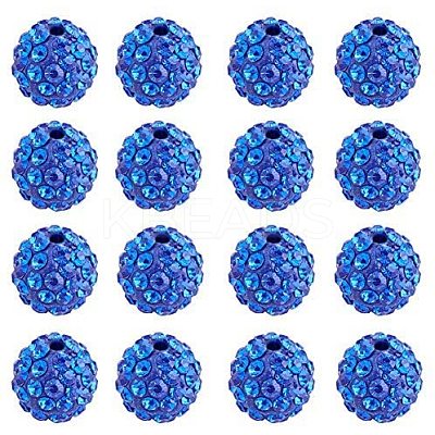 10mm Disco Ball Clay Beads Sapphire Pave Rhinestones Spacer Round Beads RB-PH0003-10mm-10-1