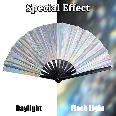 Laser PVC Plastic & Oxford Cloth Fan with Fan Bags AJEW-WH20022-90-1