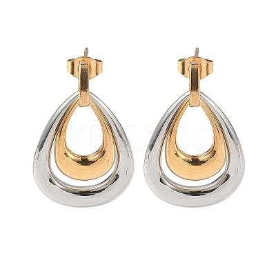 304 Stainless Steel Dangle Stud Earrings EJEW-V015-01GP-1