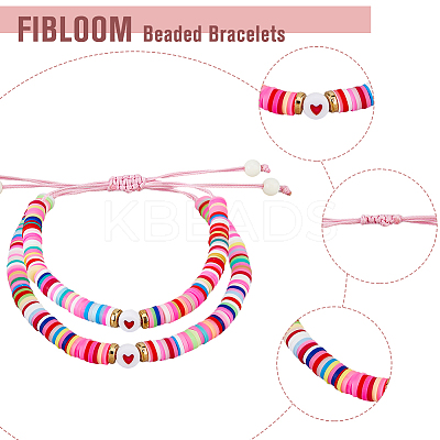 4 Sets 4 Color Polymer Clay Heishi Surfer Braided Bead Bracelets Set BJEW-FI0001-68-1