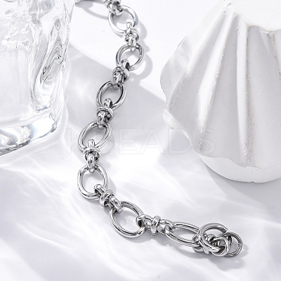 Tarnish Resistant 304 Stainless Steel Oval Link Chain Bracelets BJEW-Z011-12P-1