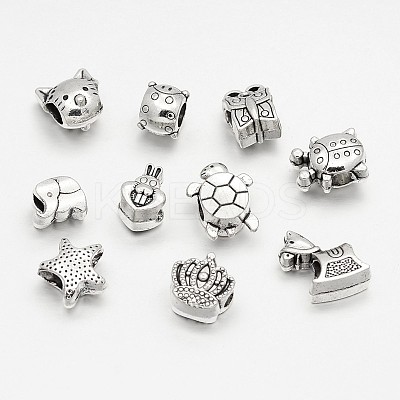 Tibetan Style Alloy Large Hole European Beads MPDL-M048-02-1