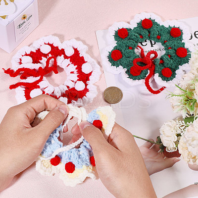 3Pcs 3 Colors Polyester and Cotton Dog Flower Pet Collar AJEW-GL0002-58-1
