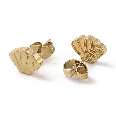 Ion Plating(IP) 304 Stainless Steel Shell Shaped Stud Earrings for Women EJEW-G389-01G-1