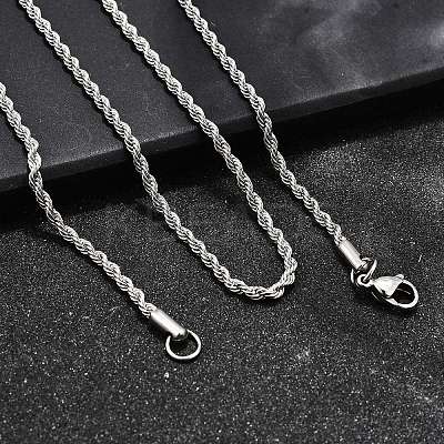 Tarnish Resistant 304 Stainless Steel Rope Chain Necklaces LS-STAS-S029-01-1