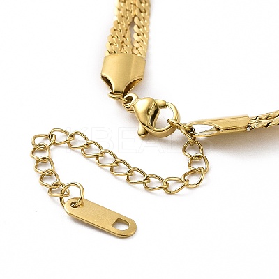 304 Stainless Steel Braided Cuban Link Chain Bracelet for Women BJEW-P286-03G-1