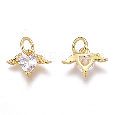 Brass Micro Pave Clear Cubic Zirconia Charms ZIRC-O035-26G-1