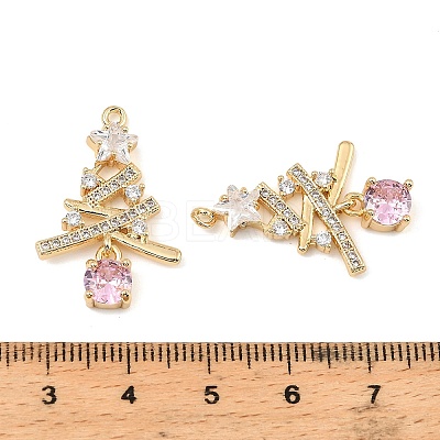 Brass Micro Pave Cubic Zirconia Pendants KK-C155-18G-02-1