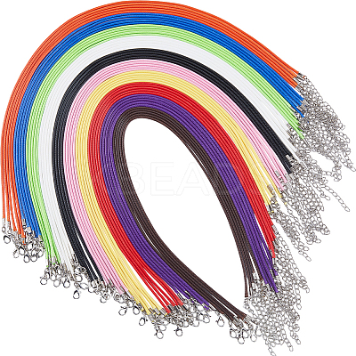 50Pcs 10 Colors Waxed Imitation Leather Cord Necklace Makings AJEW-SP0001-03-1