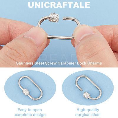 4Pcs 304 Stainless Steel Screw Carabiner Lock Charms STAS-UN0060-16-1