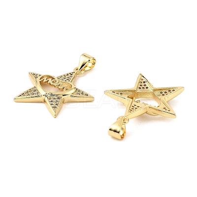 Mother's Day Brass Micro Pave Cubic Zirconia Pendants KK-M324-02G-G-1