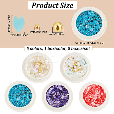 5 Boxes 5 Colors Nail Art Sakura Sequins Glitter & Metal Ball Nails DIY Decorations Set MRMJ-OC0003-40-1