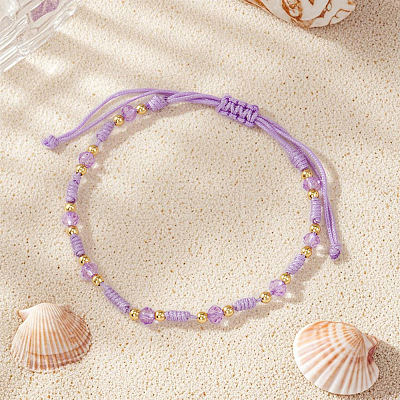 Glass & Brass Beads Braided Bead Bracelets LS-ZQ2730-1