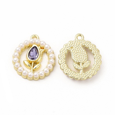 Rack Plating Alloy Glass Pendants FIND-G054-11LG-1