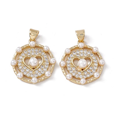Brass Micro Pave Cubic Zirconia Pendants KK-B061-01G-1