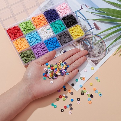 105G 15 Colors Handmade Polymer Clay Beads CLAY-YW0001-43-1