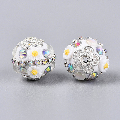 Handmade Polymer Clay Rhinestone Indonesia Beads CLAY-N015-01-1