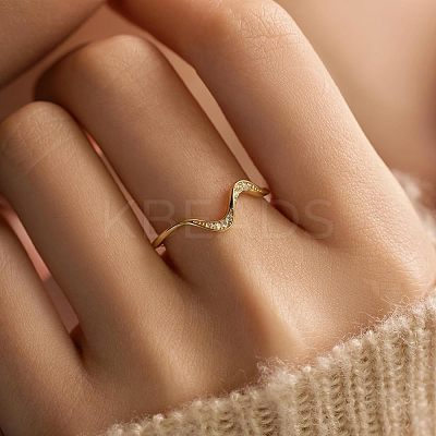 Wave Shaped 925 Sterling Silver Micro Pave Clear Cubic Zirconia Finger Rings FS-WG6021D-06-1