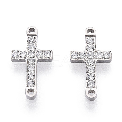 316 Surgical Stainless Steel Clear Cubic Zirconia Connector Charms STAS-ZX042-22S-1