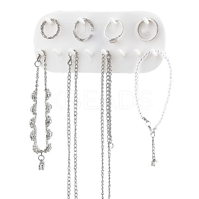 12-Hook Mini HIPS & PVC Wall-Mounted Jewelry Hanging Display Rack FIND-WH0145-64-1