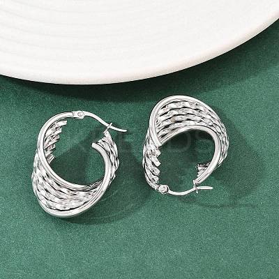 304 Stainless Steel Twist Ring Stud Earrings EJEW-P324-10P-1