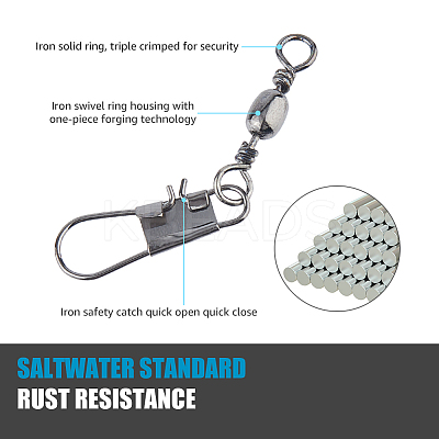 100Pcs Stainless Steel Solid Fishing Swivel Snaps Hook Connector Barrel Bearing FIND-FH0010-59-1