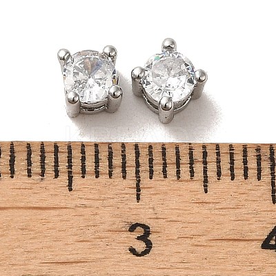 Brass with Single Clear Cubic Zirconia Beads KK-H461-09C-P-1
