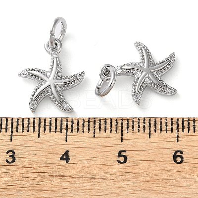 Rack Plating Brass Micro Pave Clear Cubic Zirconia Charms KK-D097-04P-1