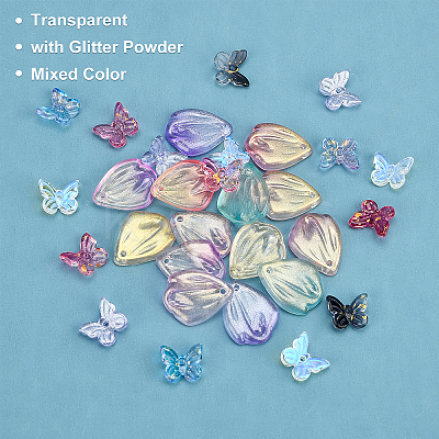 208Pcs Transparent Spray Painted Glass Charms GLAA-BC0001-14-1