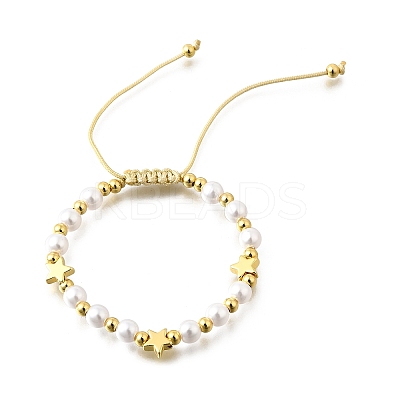ABS Imitation Pearl Beads Braided Bead Bracelets for Women BJEW-D317-09A-G-1