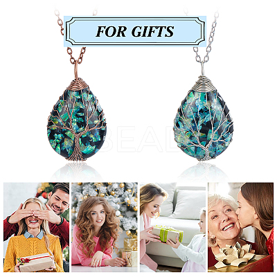 4Pcs 2 Colors Teardrop Pendant Necklaces Set NJEW-BC0001-04-1