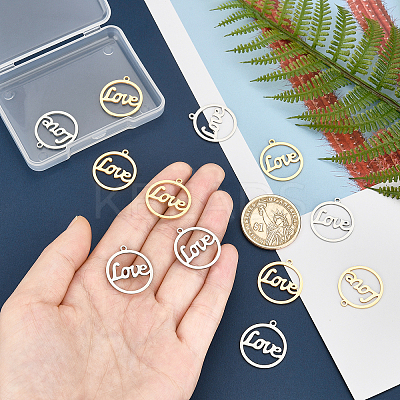 12Pcs 2 Colors 201 Stainless Steel Laser Cut Pendants STAS-UN0028-28-1