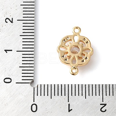 Brass Pave Clear Cubic Zirconia Connector Charms KK-G503-32G-1