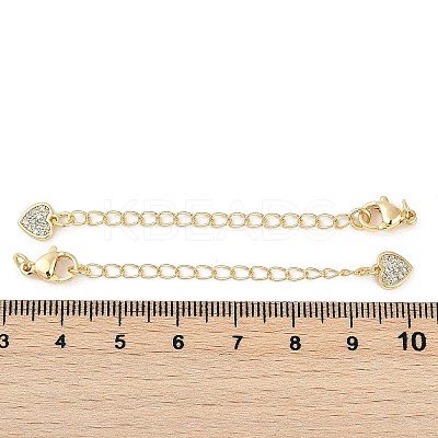 Brass Micro Pave Cubic Zirconia Ends with Chains KK-U043-03G-1