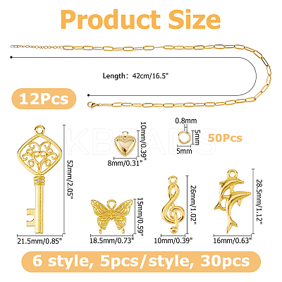 316L Surgical Stainless Steel Flat Paperclip Chains & Alloy Pendants & 304 Stainless Steel Jump Rings & Chain Extenders Kit SJEW-HS00003-1