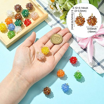 Handmade Nylon Wired Glass Beaded Pendants with Glass Pearl Round Bead PALLOY-CJ00105-1
