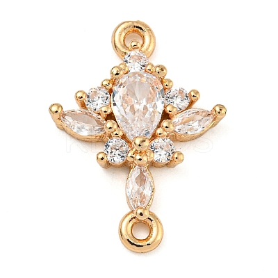 Brass Pave Clear Cubic Zirconia Connector Charms ZIRC-U004-02G-02-1