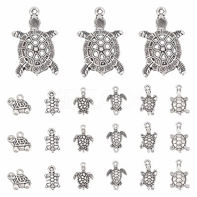 56pcs 7 style Tibetan Style Alloy Turtle/Tortoise Links Connectors & Pendants TIBEP-SC0001-99-1