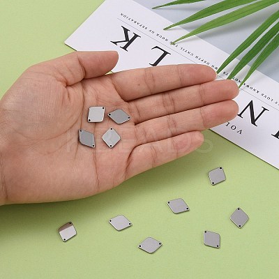Tarnish Resistant Smooth Surface Stainless Steel Rhombus Stamping Blank Tag Links connectors LS-STAS-R064-72-1