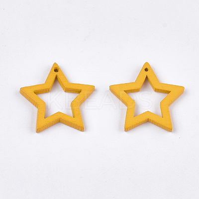 Painted Poplar Wood Pendants WOOD-T021-10G-1