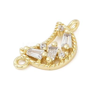Brass Clear Cubic Zirconia Connector Charms KK-Z094-03G-01-1