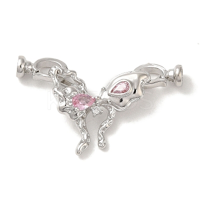 Brass Micro Pave Pink Cubic Zirconia Fold Over Clasps LS-KK-K371-12P-1