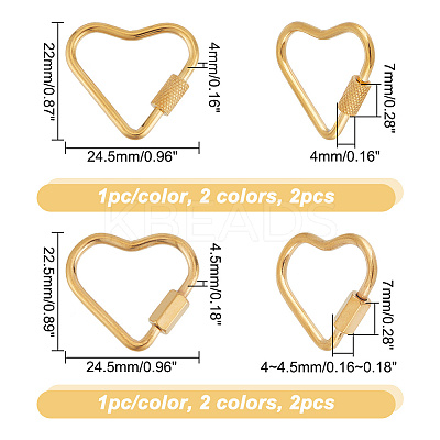 4Pcs 4 Styles 304 Stainless Steel Screw Carabiner Lock Charms STAS-UN0052-23-1