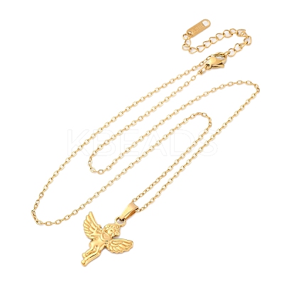 304 Stainless Steel Cupid Pendant Necklaces NJEW-H059-31G-1