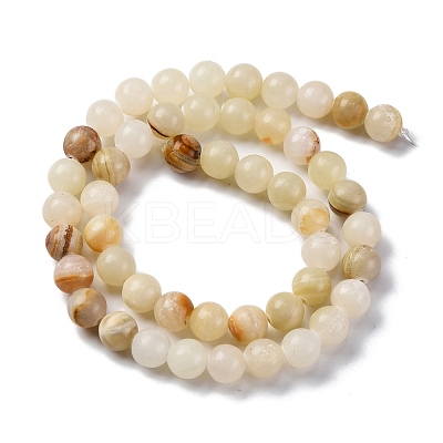 Natural Green Banded Calcite(Afghan Jade) Beads Strands G-B130-8mm-01-1