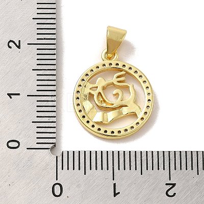 Zodiac Theme Brass Micro Pave Cubic Zirconia Pendants KK-M273-05F-G-1