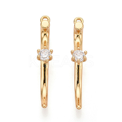 Brass Micro Pave Clear Cubic Zirconia Pendants KK-T078-01G-04-1